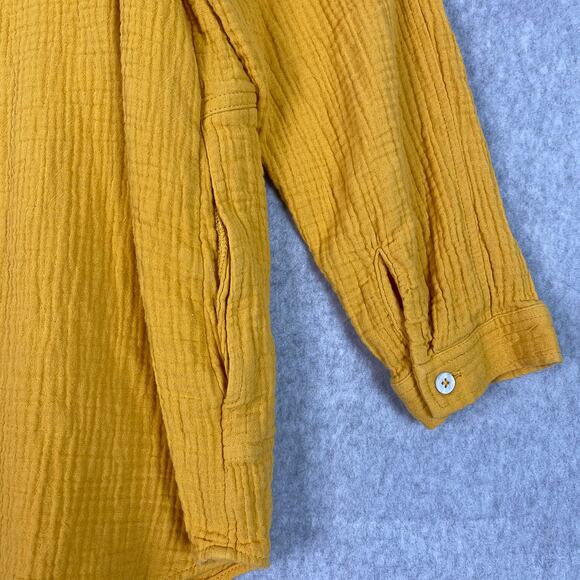 Soft Surroundings Yellow 100% Cotton Gauze Long Sleeve Button Up Shirt Sz Large - Picture 6 of 8
